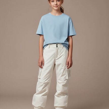 Pantalon Blanc Cargo Imperméable Enfant Ski - Polyester