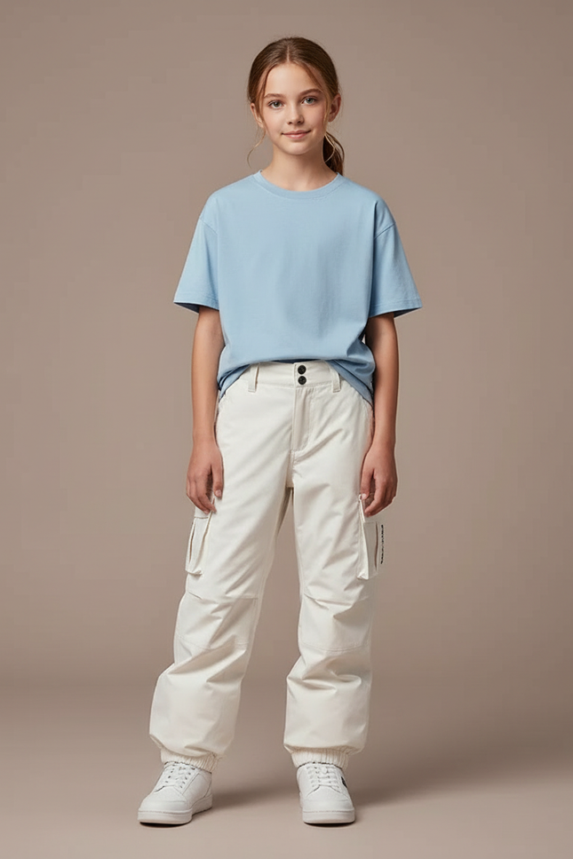 Pantalon Blanc Cargo Imperméable Enfant Ski - Polyester