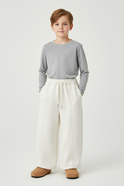 Pantalon Blanc Ample Molletonné Confortable Enfant