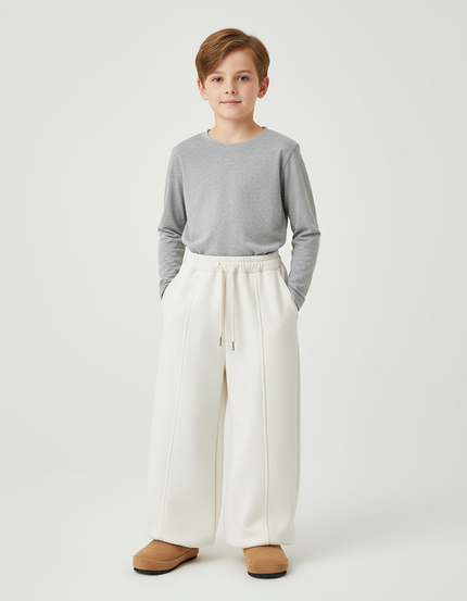 Pantalon Blanc Ample Molletonné Confortable Enfant