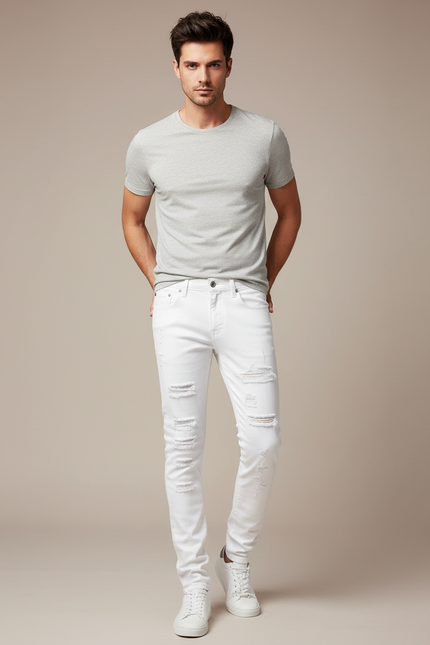 Pantalon Blanc Moulant Sexy - Jean