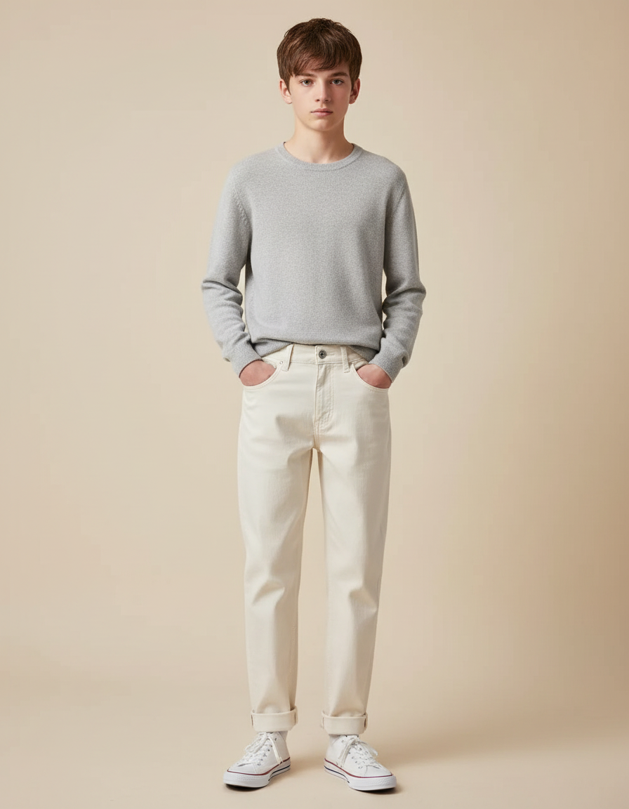 Pantalon Blanc Droit Décontracté Coton Homme - Beige