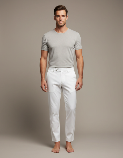 Pantalon Blanc Homme Droit Slim Décontracté Élégant - Gabardine