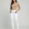 Pantalon Blanc Skinny Taille Haute Boutons - Jean