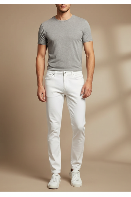 Pantalon Blanc Skinny Slim Coton Stretch Casual