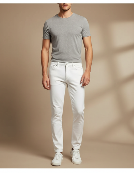 Pantalon Blanc Skinny Slim Coton Stretch Casual