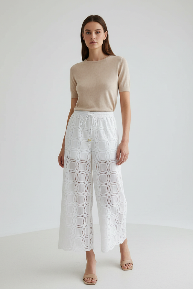 Pantalon Blanc Ajouré - Coton