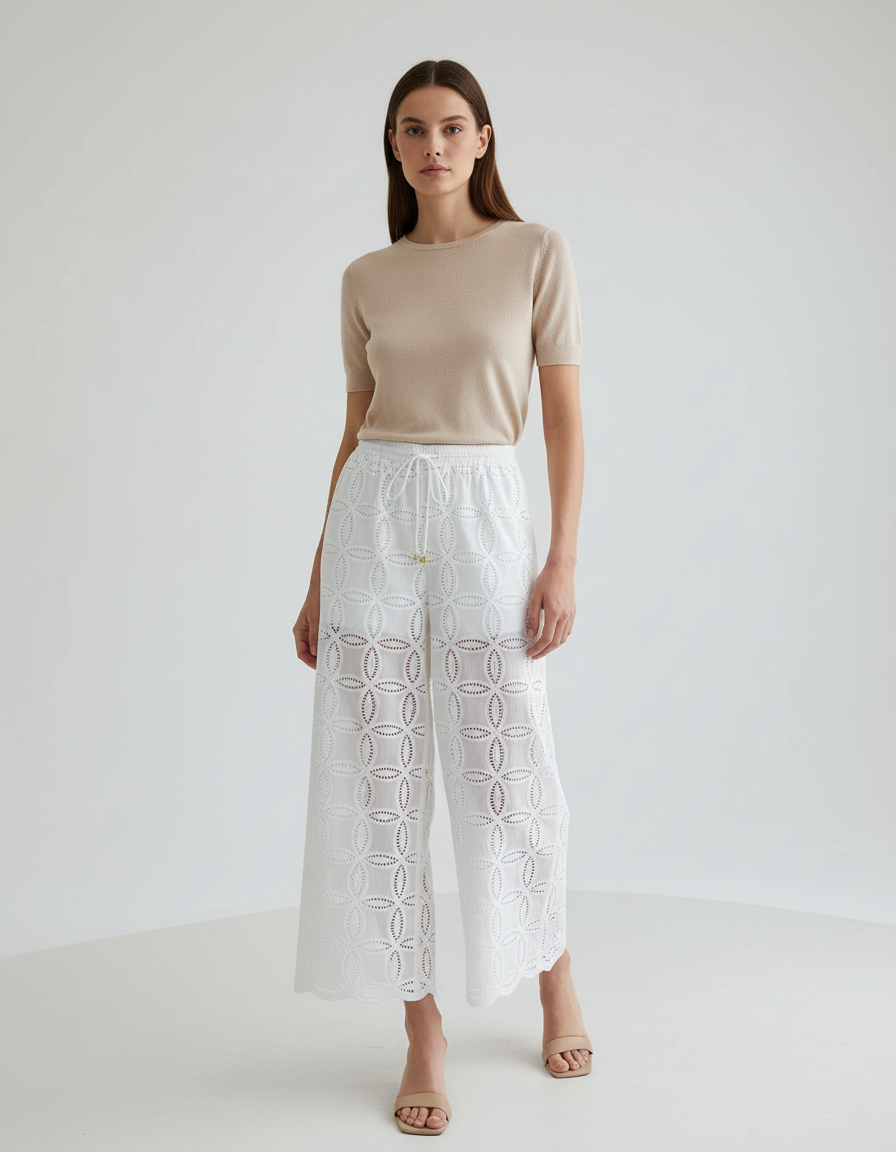 Pantalon Blanc Ajouré - Coton