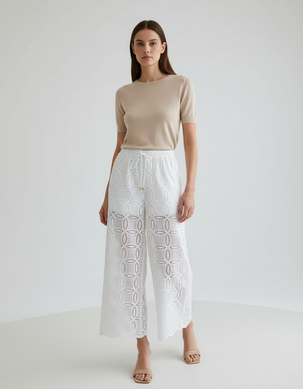Pantalon Blanc Ajouré - Coton