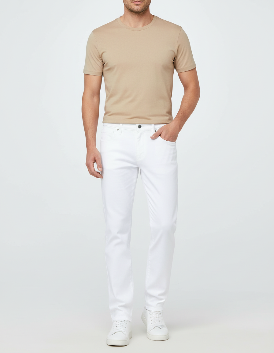 Pantalon Jean Blanc Homme