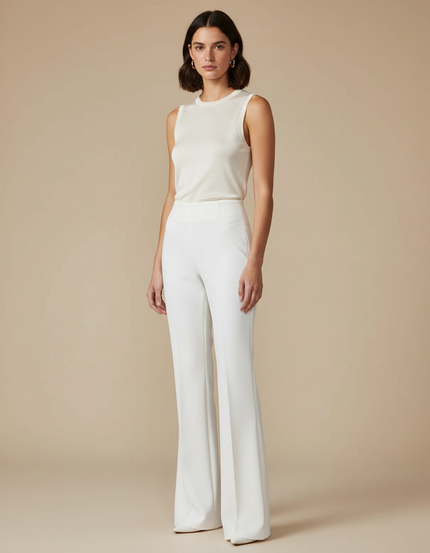 Pantalon Blanc Droit Habillé Fluide Femme - Polyester