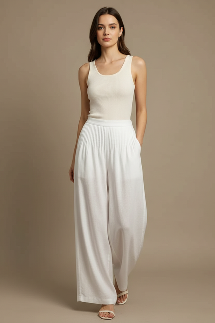 Pantalon Lin Femme Blanc