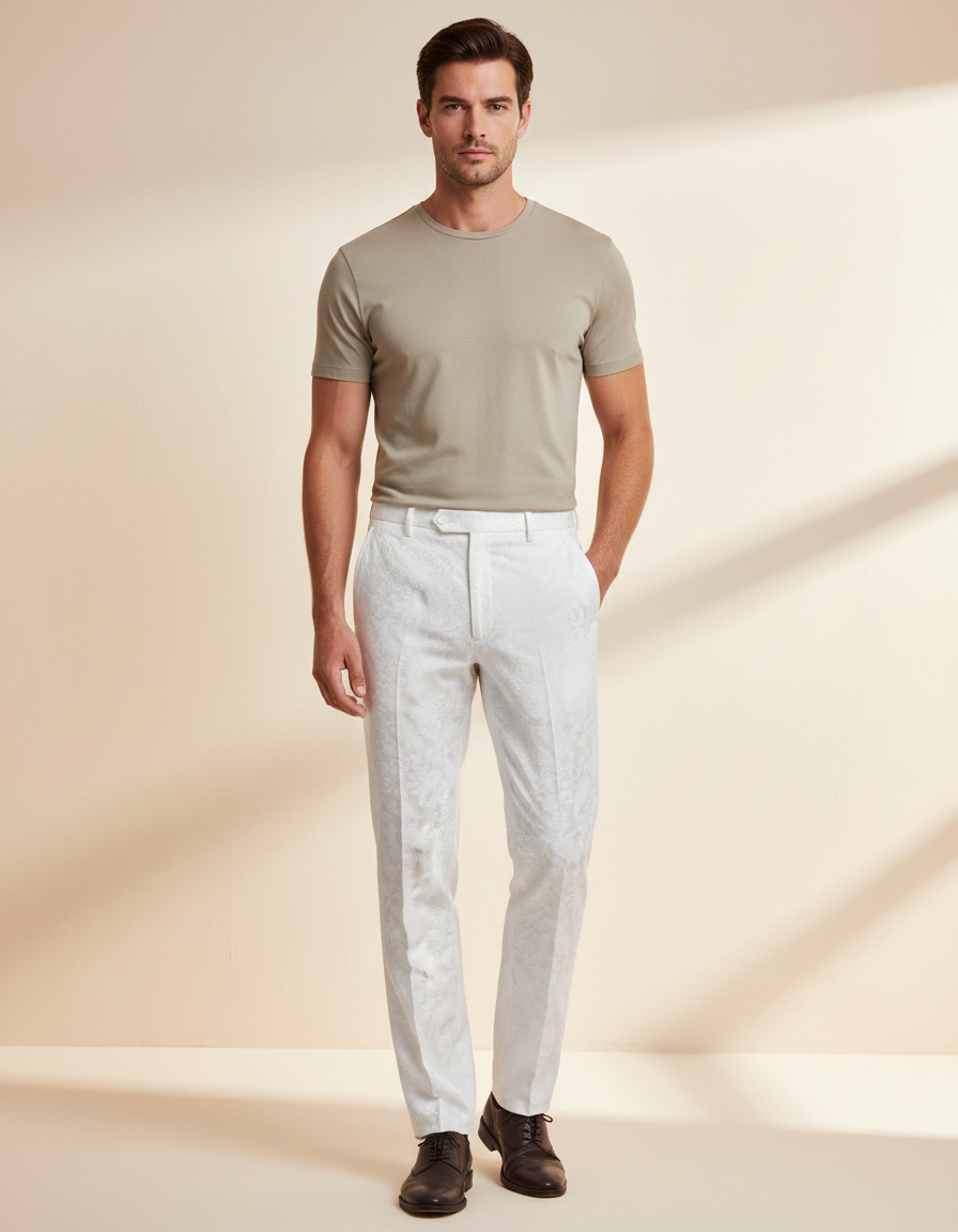 Pantalon Blanc Homme Mariage - Satin