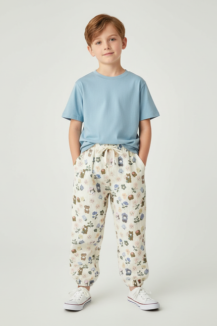 Pantalon Blanc Avec Fleurs - Lin