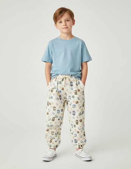 Pantalon Blanc Avec Fleurs - Lin