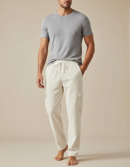 Pantalon Blanc Casse Homme - Beige Cordé