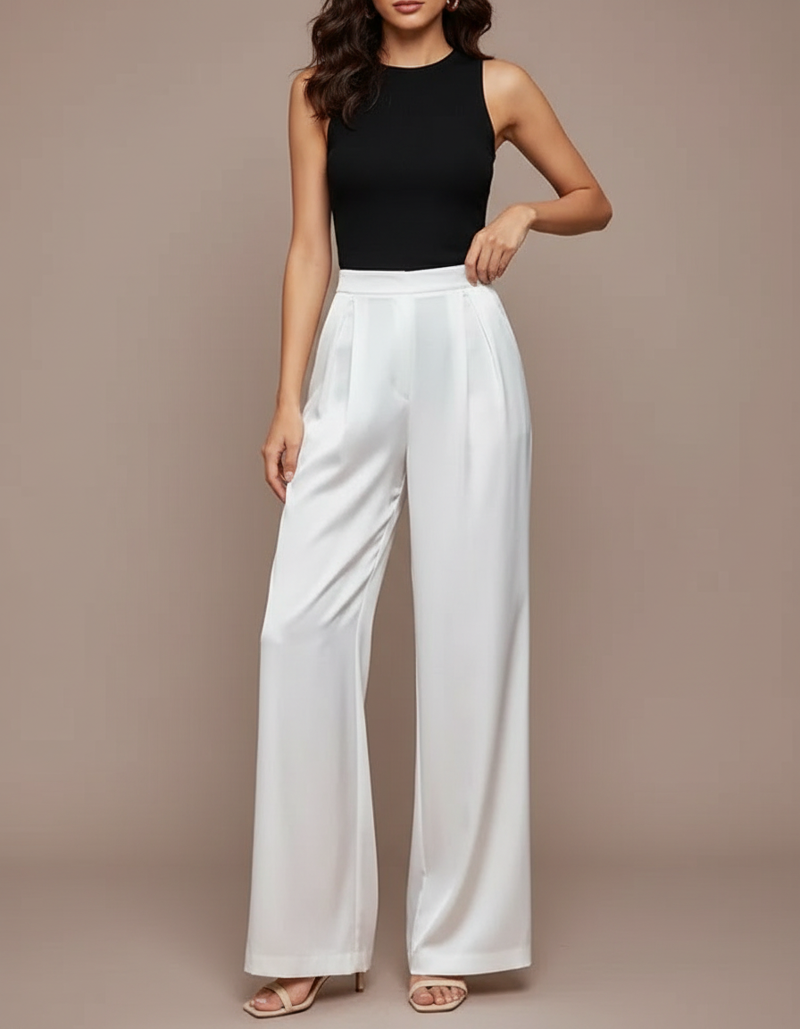 Pantalon Blanc Soirée - Satin
