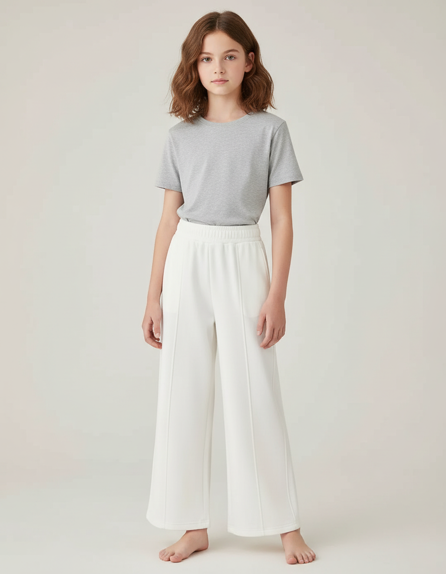 Pantalon Blanc Ample Droit Décontracté Enfant - Molleton