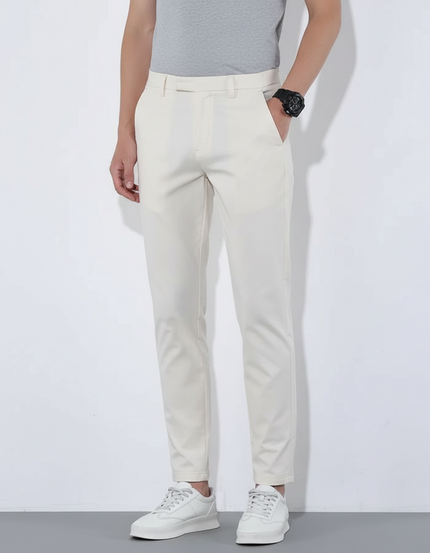 Pantalon Blanc Homme Décontracté Slim Coton Respirant - Beige