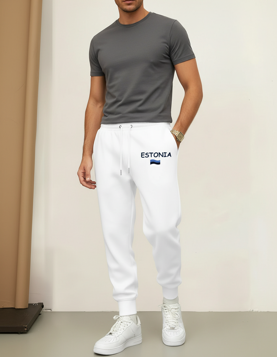 Pantalon Blanc Molletonné Homme Décontracté Imprimé Estonie