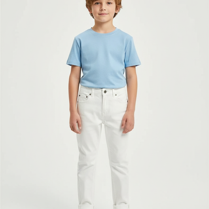 Pantalon Blanc Jean Droit Enfant Décontracté