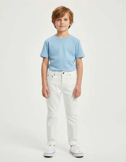 Pantalon Blanc Jean Droit Enfant Décontracté
