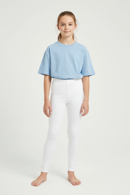 Pantalon Blanc Moulant Confortable Élastique Sport Enfant - Polyester