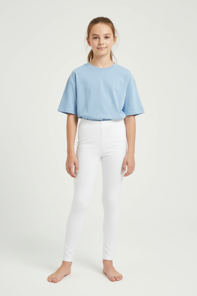 Pantalon Blanc Moulant Confortable Élastique Sport Enfant - Polyester