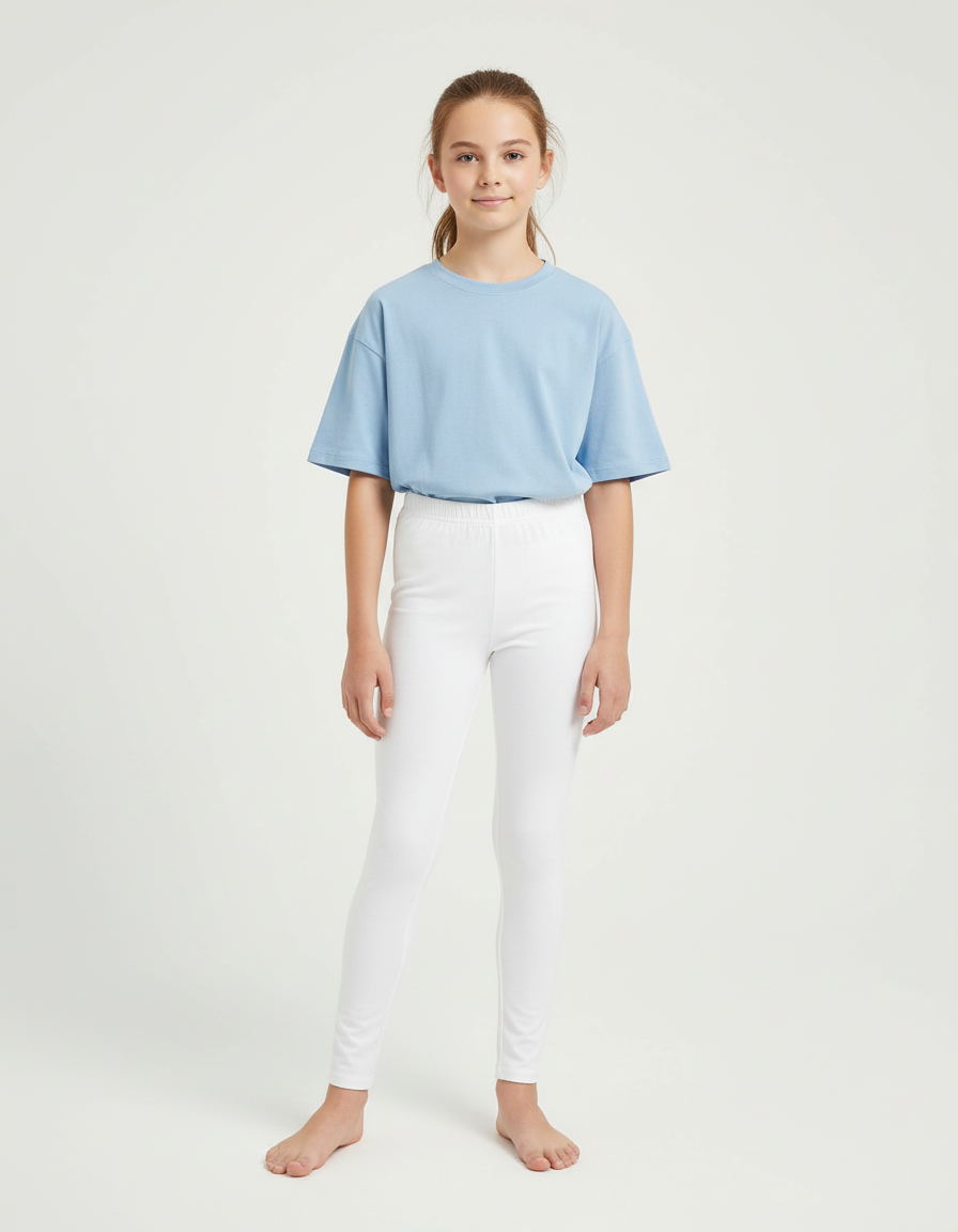 Pantalon Blanc Moulant Confortable Élastique Sport Enfant - Polyester
