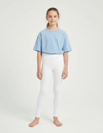 Pantalon Blanc Moulant Confortable Élastique Sport Enfant - Polyester