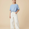 Pantalon Blanc Large Décontracté Jambes Droites Fille - Jean