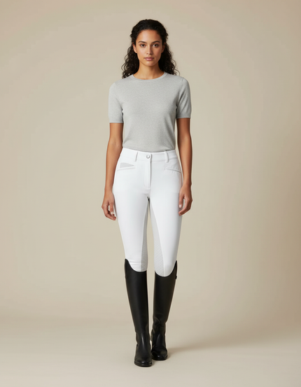 Pantalon Blanc Équestre Femme Stretch Adulte - Polyester
