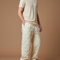 Pantalon Blanc Matelassé Ample Plaid Décontracté Hiver - Beige Polyester