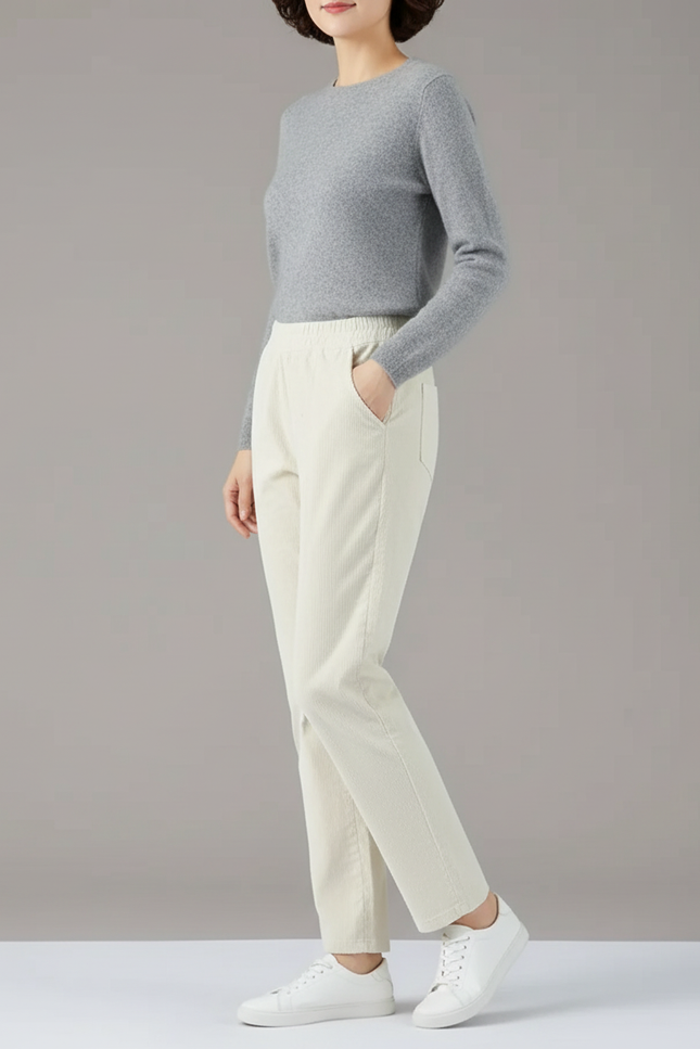 Pantalon Blanc D76b - Cordé
