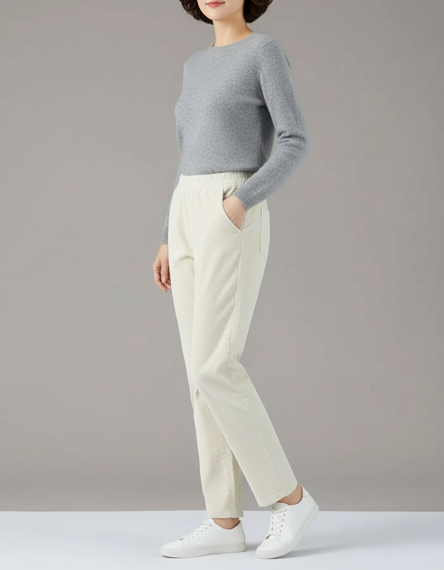 Pantalon Blanc D76b - Cordé