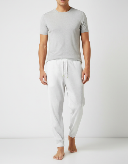 Pantalon Blanc Plissé Ample Léger Cordon Homme - Cordé