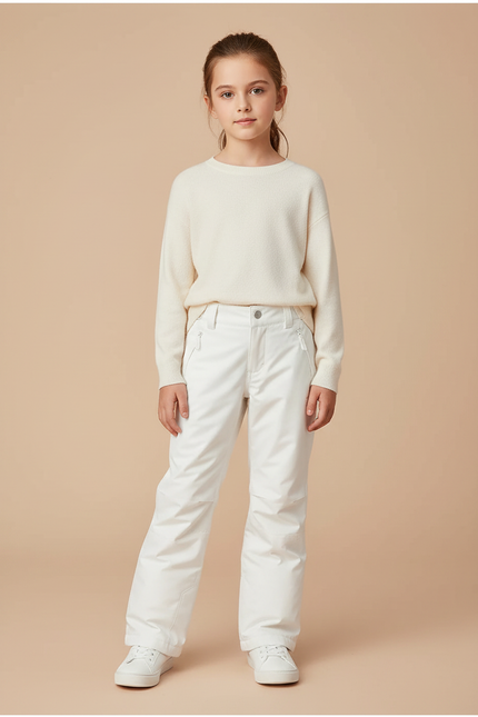 Pantalon Blanc Ski Enfant Imperméable Hiver Neige - Polyester