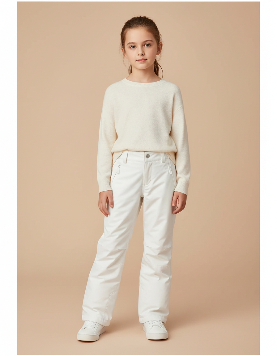 Pantalon Blanc Ski Enfant Imperméable Hiver Neige - Polyester
