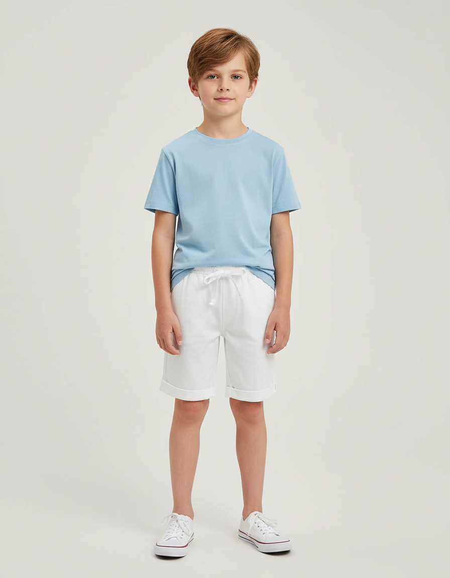 Pantalon Blanc Coton Court Sport Enfant Cordon