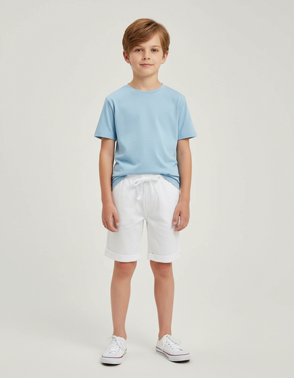 Pantalon Blanc Coton Court Sport Enfant Cordon