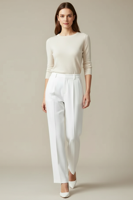 Pantalon Fendu Blanc - Gabardine