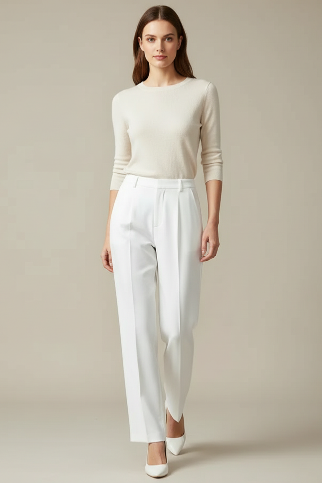 Pantalon Fendu Blanc - Gabardine