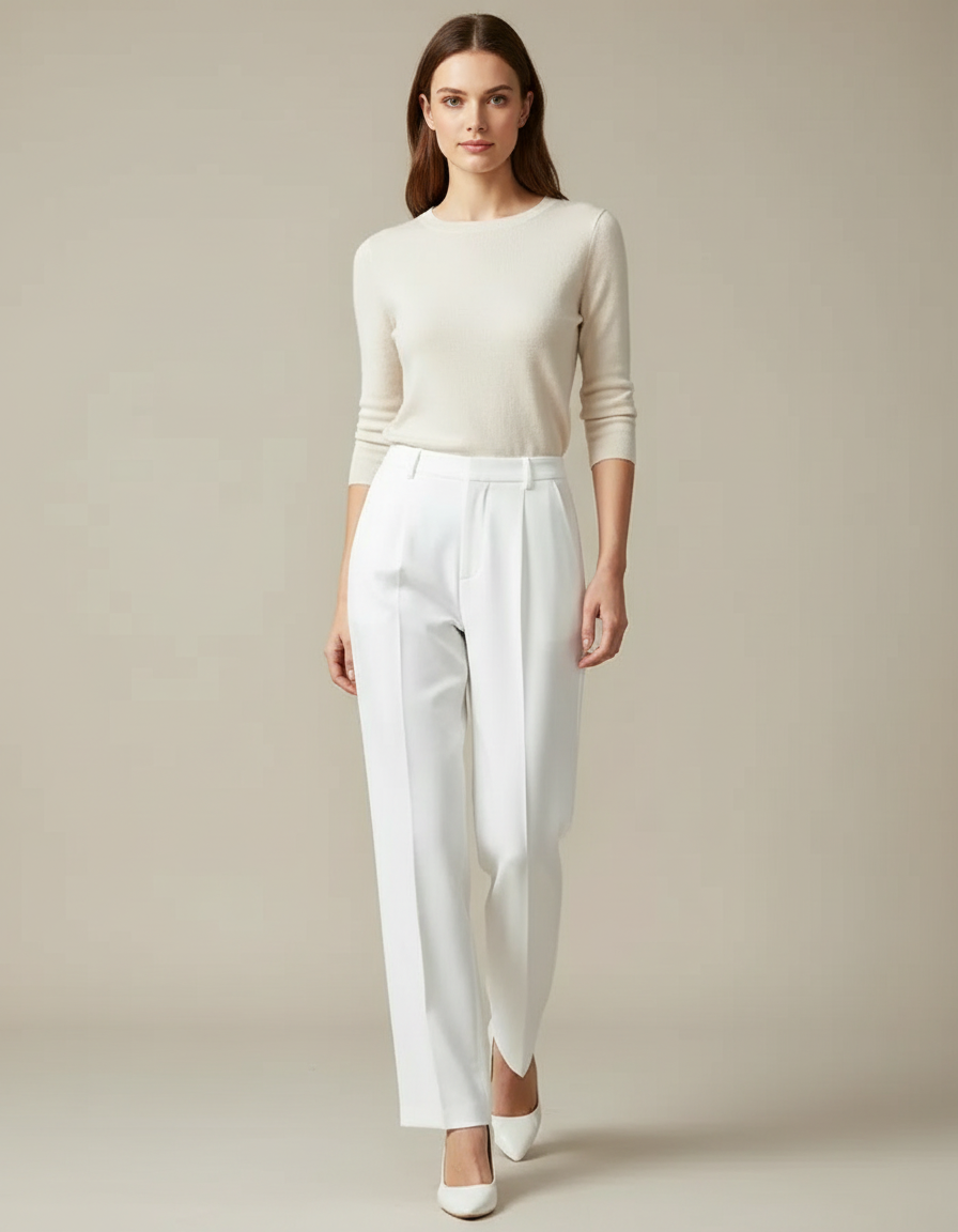 Pantalon Fendu Blanc - Gabardine
