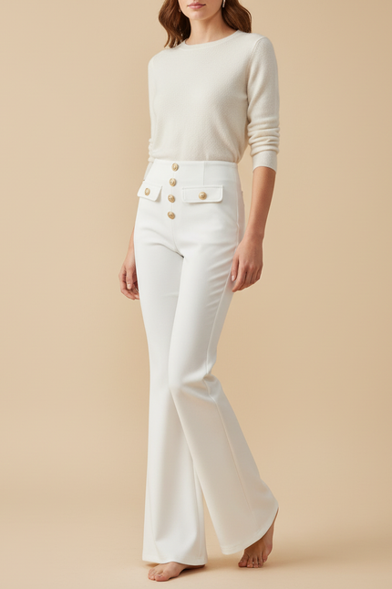 Pantalon Marin Femme Blanc - Gabardine