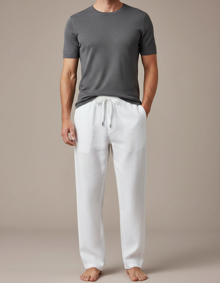 Pantalon Large Lin Blanc