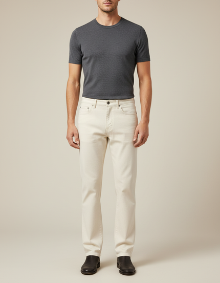 Pantalon Blanc Homme Droit Décontracté Coton Écru - Jean