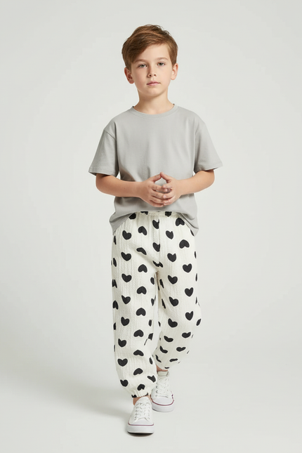 Pantalon Motif Noir Et Blanc - Maille