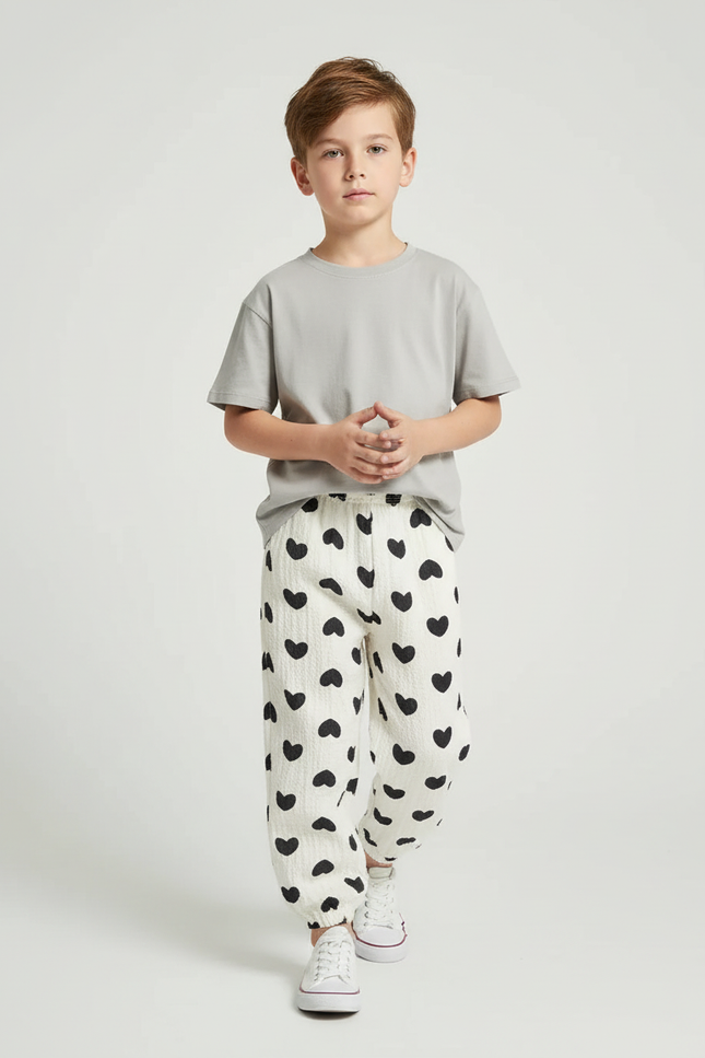 Pantalon Motif Noir Et Blanc - Maille