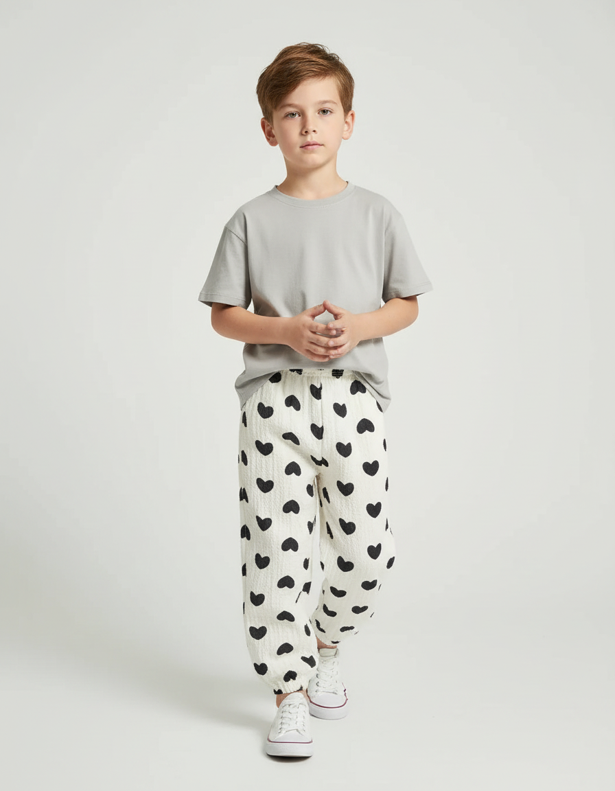 Pantalon Motif Noir Et Blanc - Maille