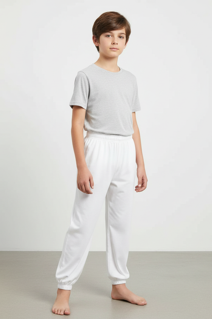 Pantalon Blanc Enfant Basique Sport Coton - Molleton
